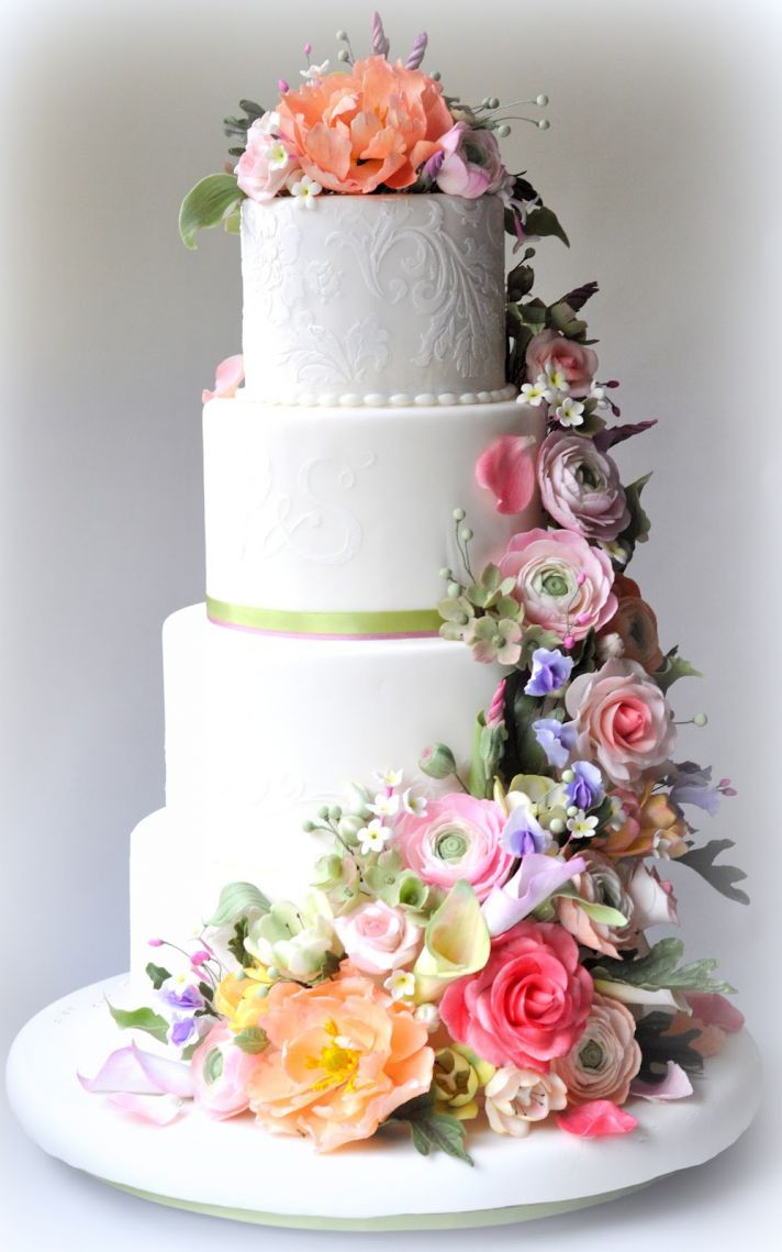 Wedding Cakes With Flowers
 25 Delightful Wedding Cakes with Cascading Florals