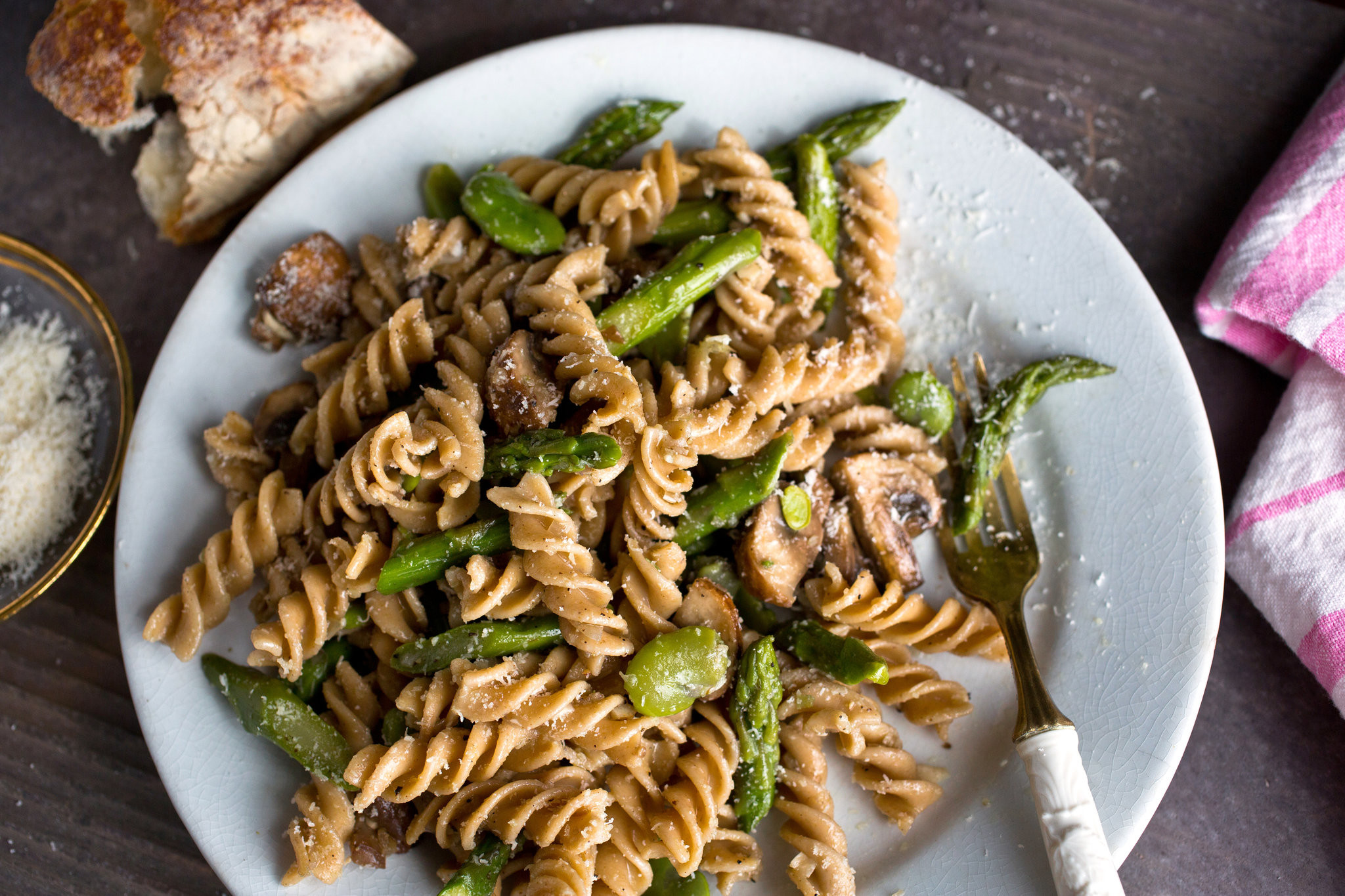 Whole Mushroom Recipes
 Whole Grain Pasta With Mushrooms Asparagus and Favas
