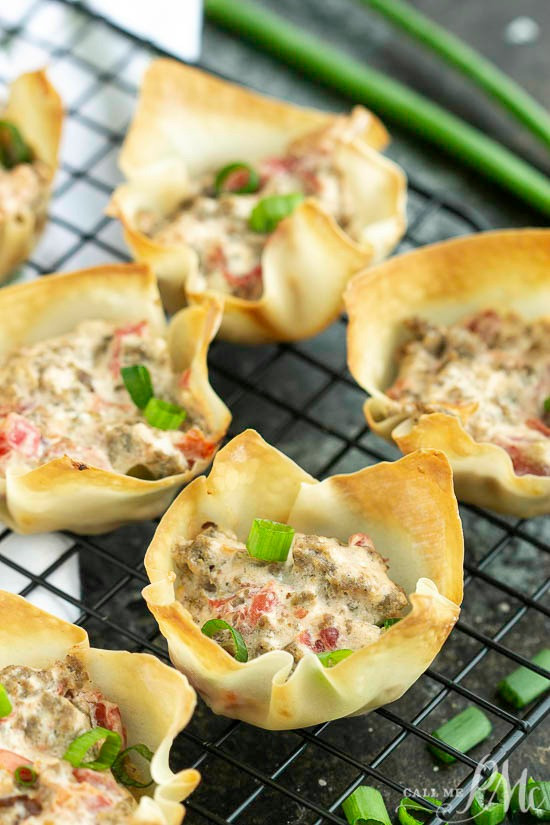 Wonton Appetizers With Cream Cheese
 Cream Cheese Sausage Rotel Wonton Cups Call Me PMc