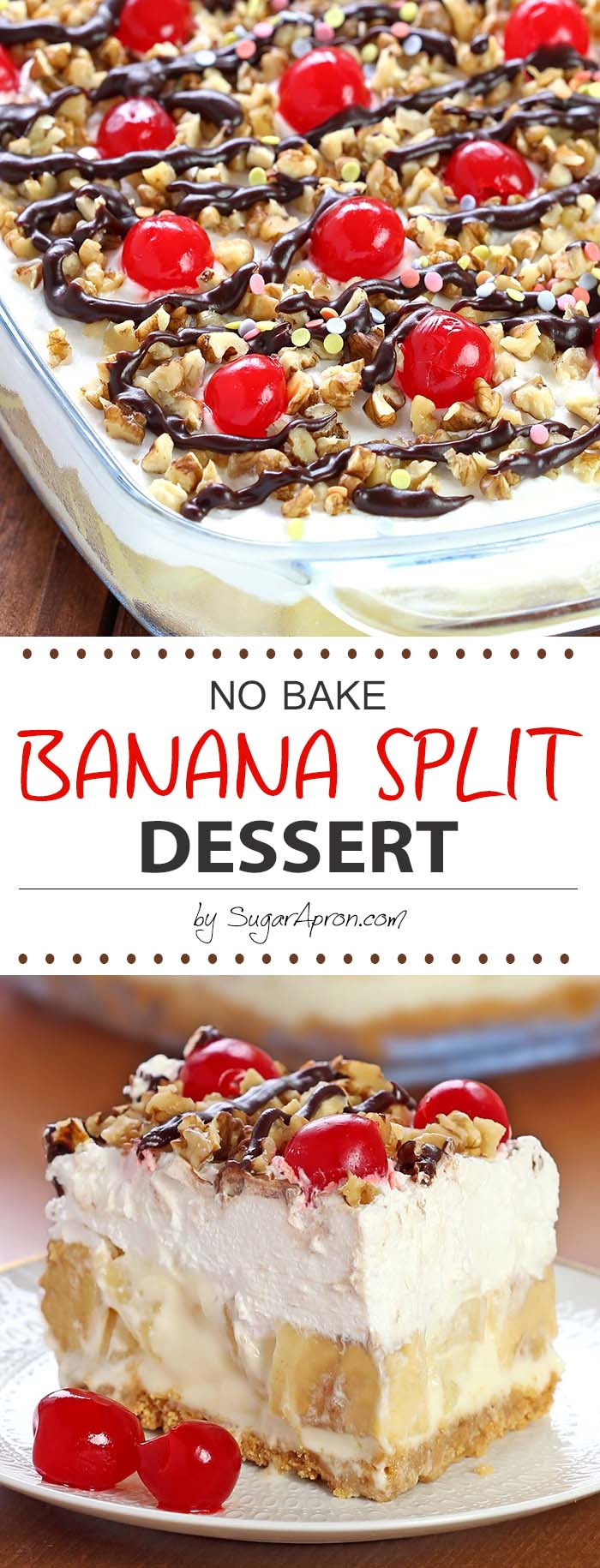 Banana Split Dessert
 No Bake Banana Split Dessert Sugar Apron
