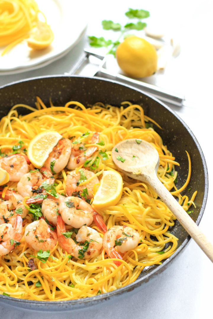 Garlic Noodles With Shrimp
 Garlic Butter Shrimp with Yellow Squash Noodles Dish by Dish