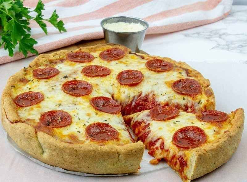 Keto Pepperoni Pizza
 Keto Deep Dish Pepperoni Pizza • Holistic Yum
