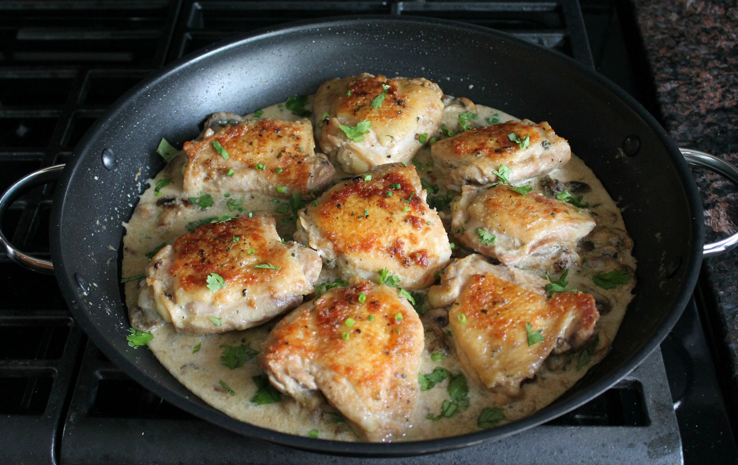 Pan Fried Chicken Recipe
 Pan Fried Chicken Thighs in Mushroom Sauce