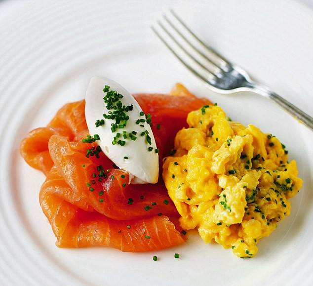 Salmon For Breakfast With Eggs
 Five star food made simple Smoked salmon with chive