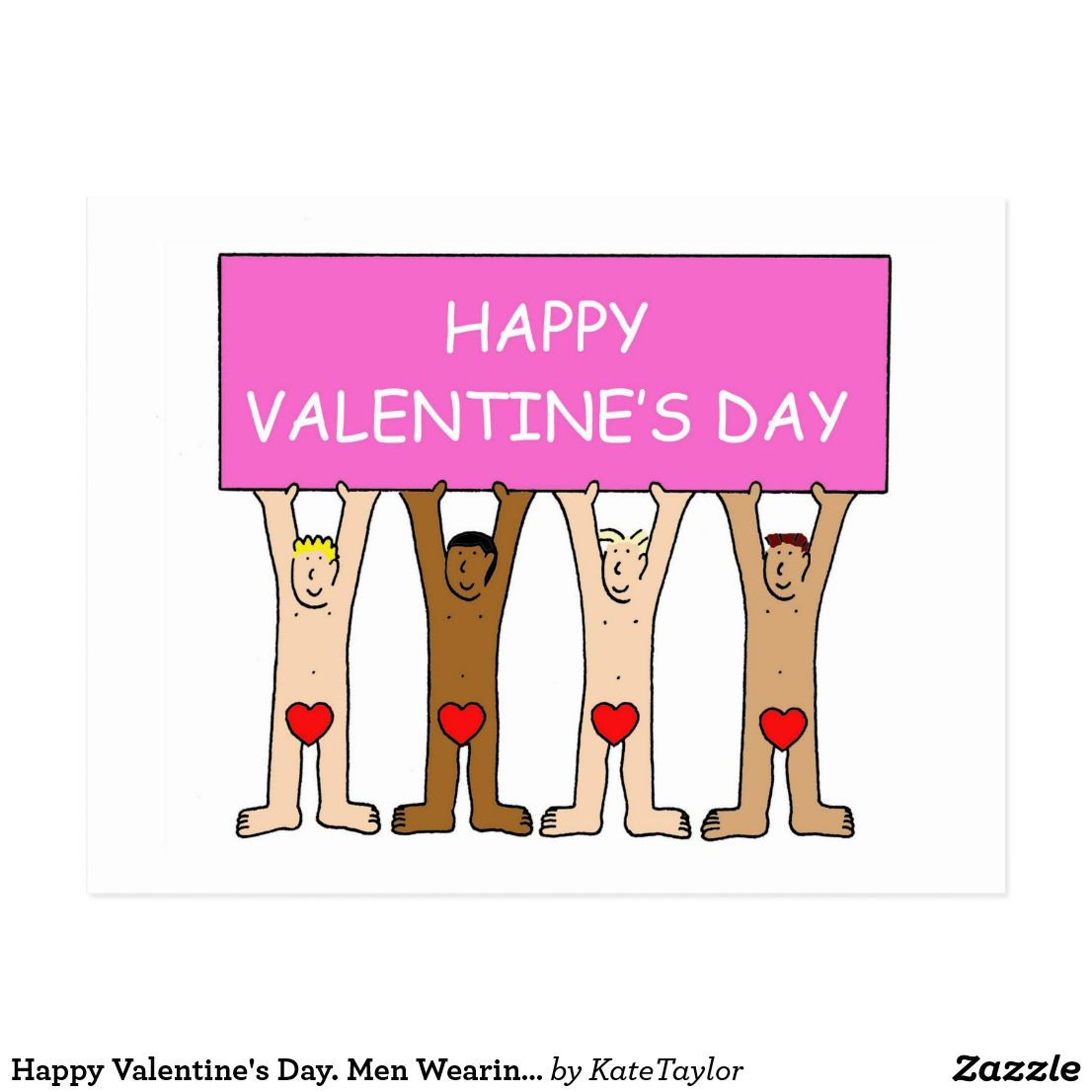Gay Valentines Day Ideas
 Happy Valentine s Day Men Wearing Hearts Postcard