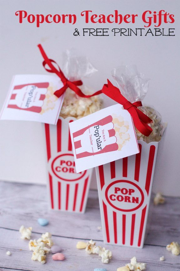 Teacher Valentine Gift Ideas
 DIY Valentines Day Popcorn Teacher Gifts Free Gift Tag