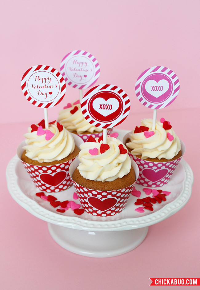 Valentine Cupcakes Pinterest
 Free printable Valentine s Day cupcake wrappers and