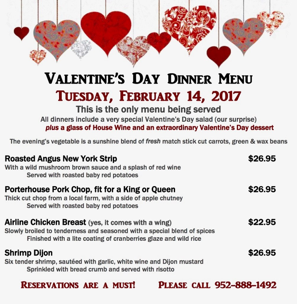 Valentine Day Dinner Menu
 Valentine s Day Dinner Special Bloomington Event Center