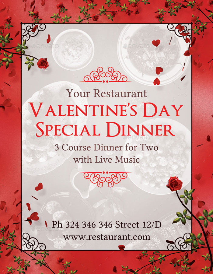 Valentine Dinner Specials
 Valentine s Day Menu Templates 10 Menu Design in PSD