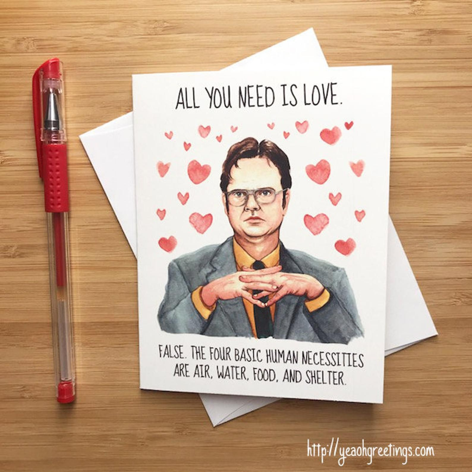 Valentine Gift Ideas For The Office
 Cute Dwight Love Card Funny fice Valentines Card Happy