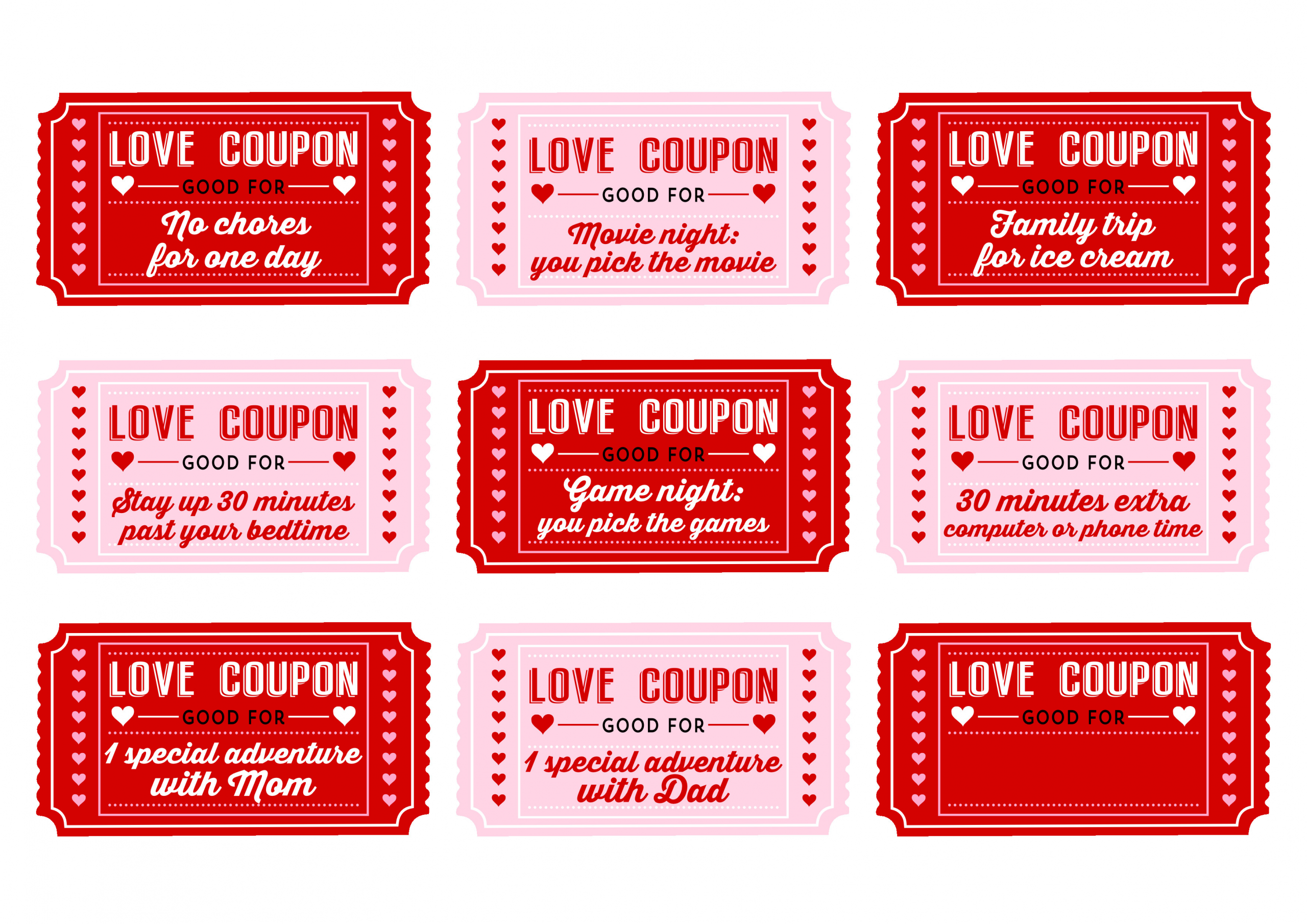 Valentines Day Coupon Ideas
 Free Printable Love Coupons for Kids Valentine s Day