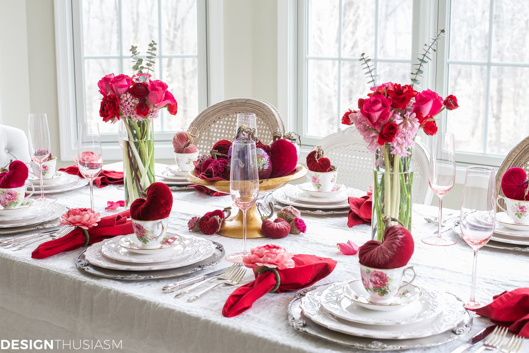 Valentines Day Decor Ideas
 Valentine s Day Decorations Plush Velvet Hearts Tablescape