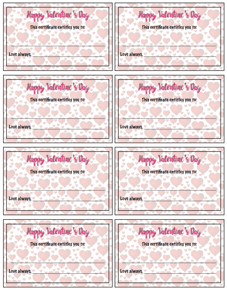 Valentines Day Gift Cards
 Free Printable Valentine s Day Gift Certificates 5 Designs