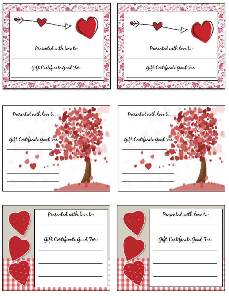 Valentines Day Gift Cards
 Free Printable Valentine s Day Gift Certificates 5 Designs