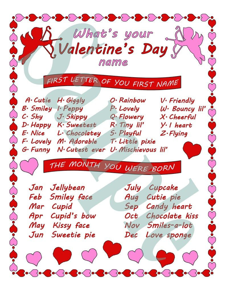 Valentines Day Party Names Luxury What S Your Valentine S Day Name 8&quot; X 10&quot; with Name Tags