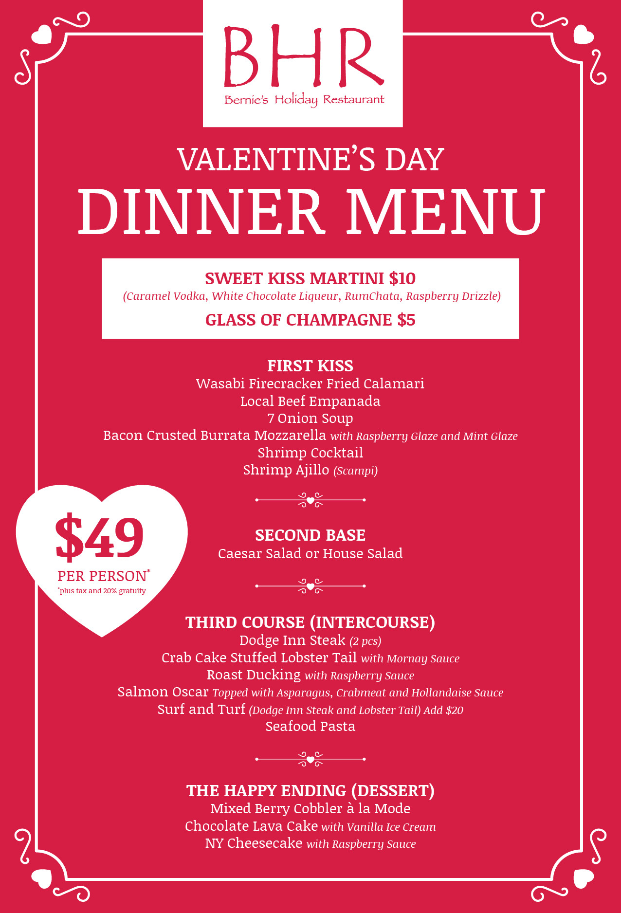 Valentines Dinner Restaurant
 Valentine s Day Dinner 2017