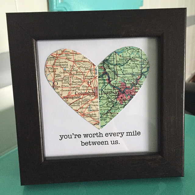 Valentines Gift Ideas For Boyfriend Long Distance
 Long Distance Relationship Gift for Boyfriend Framed Map
